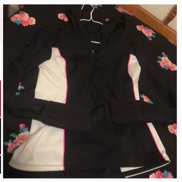 Kate Spade black white Mesh Inset Half Zip Jacket Sweater size small nwot - Picture 4 of 7